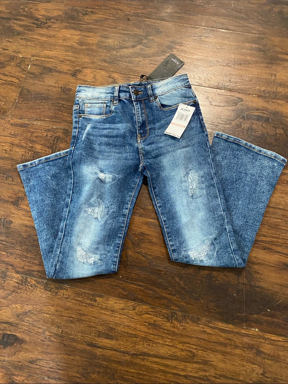 Hudson Jeans Men’s Light Distressed Blue Slim Straight Jeans